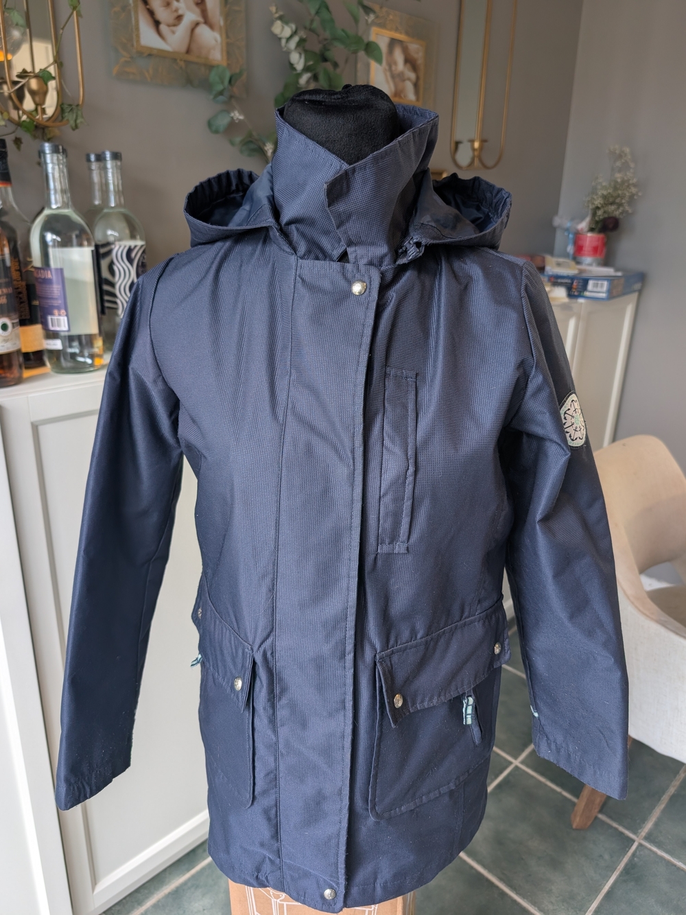 Kids Waterproof Hooded Raincoat in Navy